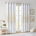 Grommet Top Metallic Animal Printed Total Blackout Curtain Only 1 Pc Panel White Gold Polyester