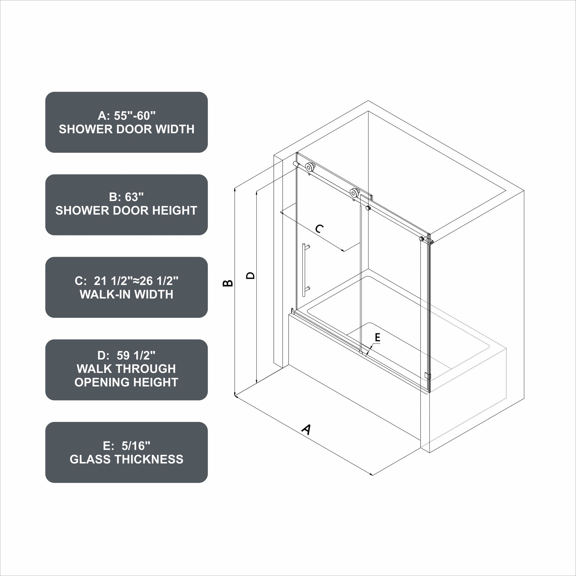 6063 Chrome Frameless One Fixed And One Shifted Shower Door, 70Mm 304 Stainless Steel Large Pulleys With Adjustable Soft Closing Function,With Nano Easy Cleaning And Stick Explosion Proof Menbrance Chrome Bathroom American Design,Minimalist Glass Metal