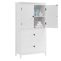 Bathroom Storage Cabinet, Cabinet With Two Doors And Drawers, Adjustable Shelf, Mdf Board, White White Mdf