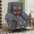 Electric Power Recliner Chair With Massage For Elderly ,Remote Control Multi Function Lifting, Timing, Cushion Heating Chair With Side Pocket Dark Grey Dark Grey Power Remote Metal Primary Living Space Soft American Design Pillow Top Arms Cat Scratch