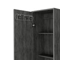 Lawen Tall Storage Cabinet, Single Door, 3 Broom Hangers Smoke Contemporary Particle Board Engineered Wood