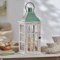 Small Lantern White Green Wood