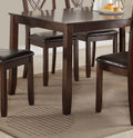 7 Pc Dinette Set Brown Espresso Finish Rectangular Table Pu Upholstered Chairs Transitional Dining Room Wooden Dining Set Furniture Wood Wood Brown Seats 6 Wood Dining Room 60 Inches Fixed Table Transitional 4 Leg Rectangular Dining Table With Chair Wood