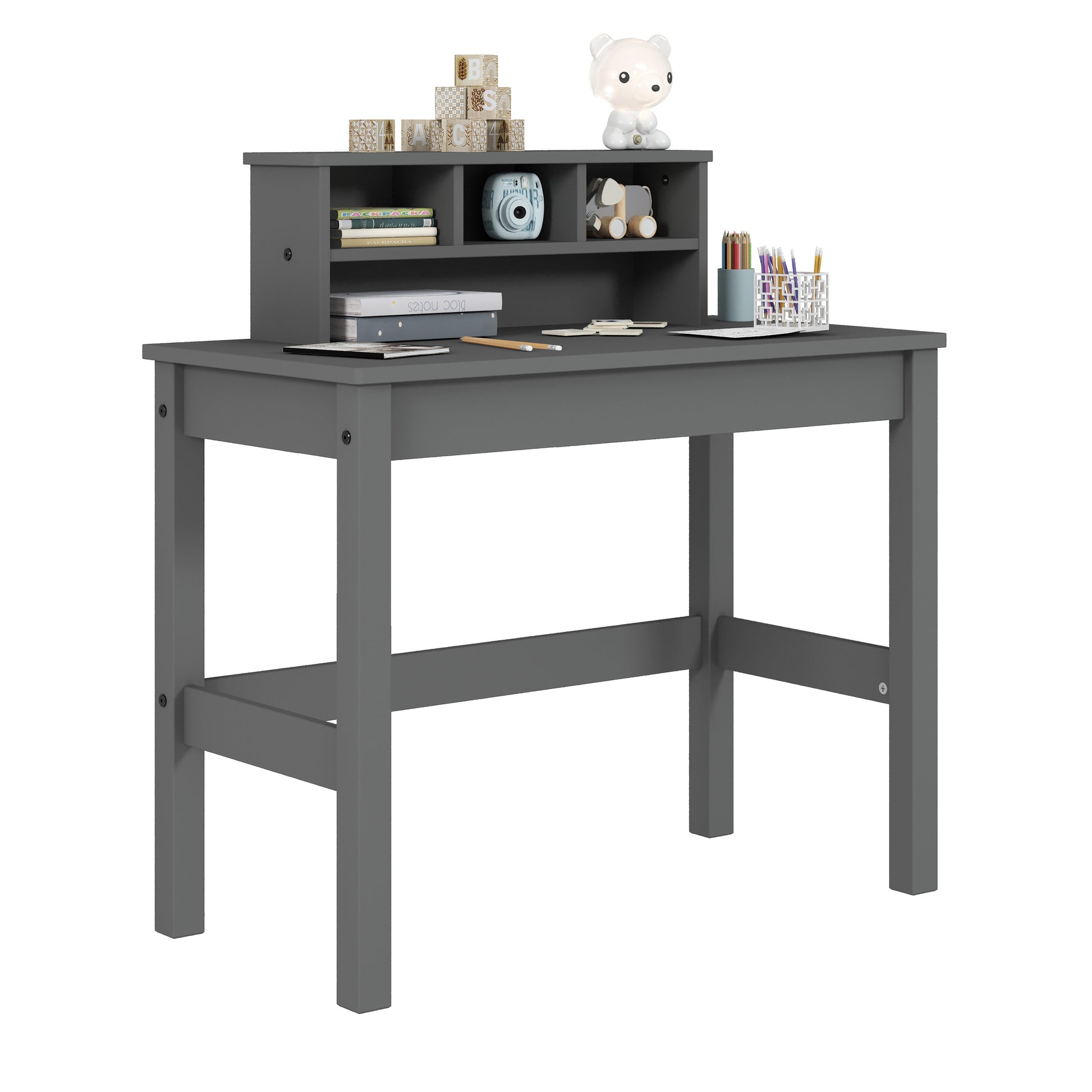 Grey Writing Desk With Hutch Grey Writting Desk Primary Living Space Rectangular Hutch Solid Wood Mdf