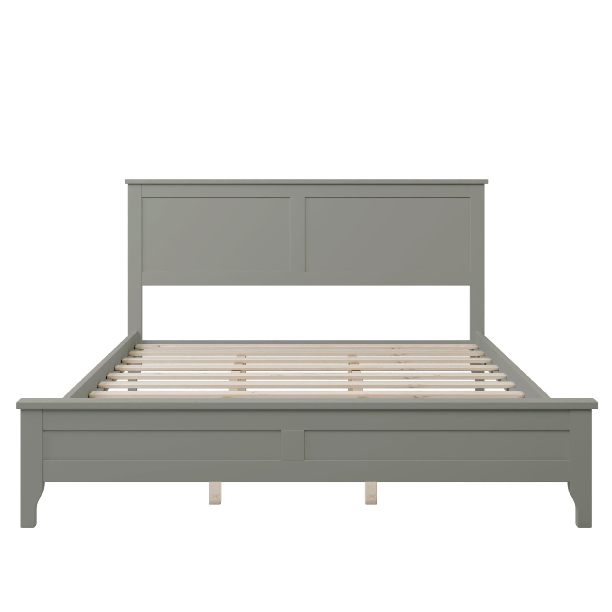 Modern Gray Solid Wood Queen Platform Bed Old Sku:Wf283525Aae Queen Gray Solid Wood