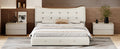 Modern Pu Upholstered Queen Bed With Ergonomic Wingback Headboard, No Box Spring Needed, Cream Box Spring Not Required Queen Cream Composite Bedroom Contemporary Bed Frame Pu,Upholstered