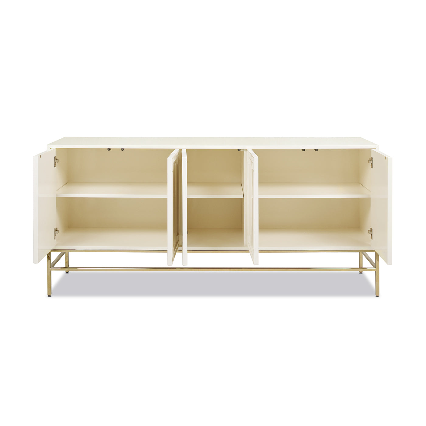 Gemini 79" Sideboard Storage Buffet, White Lacquer Birchwood White Solid Wood Mdf Solid Wood Mdf