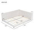 Upholstered Queen Size Platform Bed With Usb Ports, Beige Queen Box Spring Not Required Beige Linen