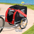 Aosom Dog Bike Trailer Pet Cart Bicycle Wagon Cargo Carrier Attachment For Travel With 3 Entrances Large Wheels For Off Road & Mesh Screen Red Black Red Steel