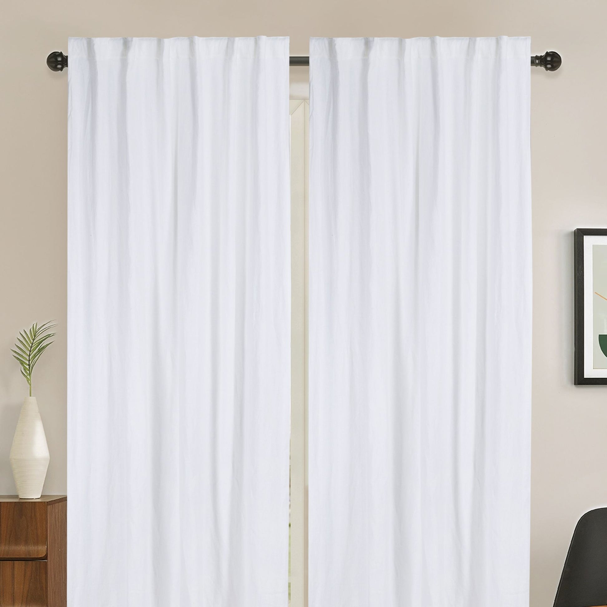 Newport Unlined Window Curtains For Bedroom, Linen Curtains For Living Room, 84 Inches Long Curtains For Living Room, Soft White Soft White Linen