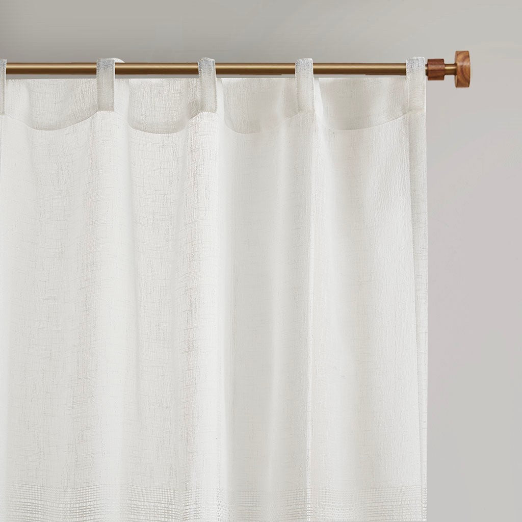 Yarn Dye Sheer Curtain Panel Pair 2 Pcs Window Panels White Polyester