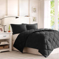 3M Scotchgard Diamond Quilting Reversible Down Alternative Comforter Set Queen Black Polyester