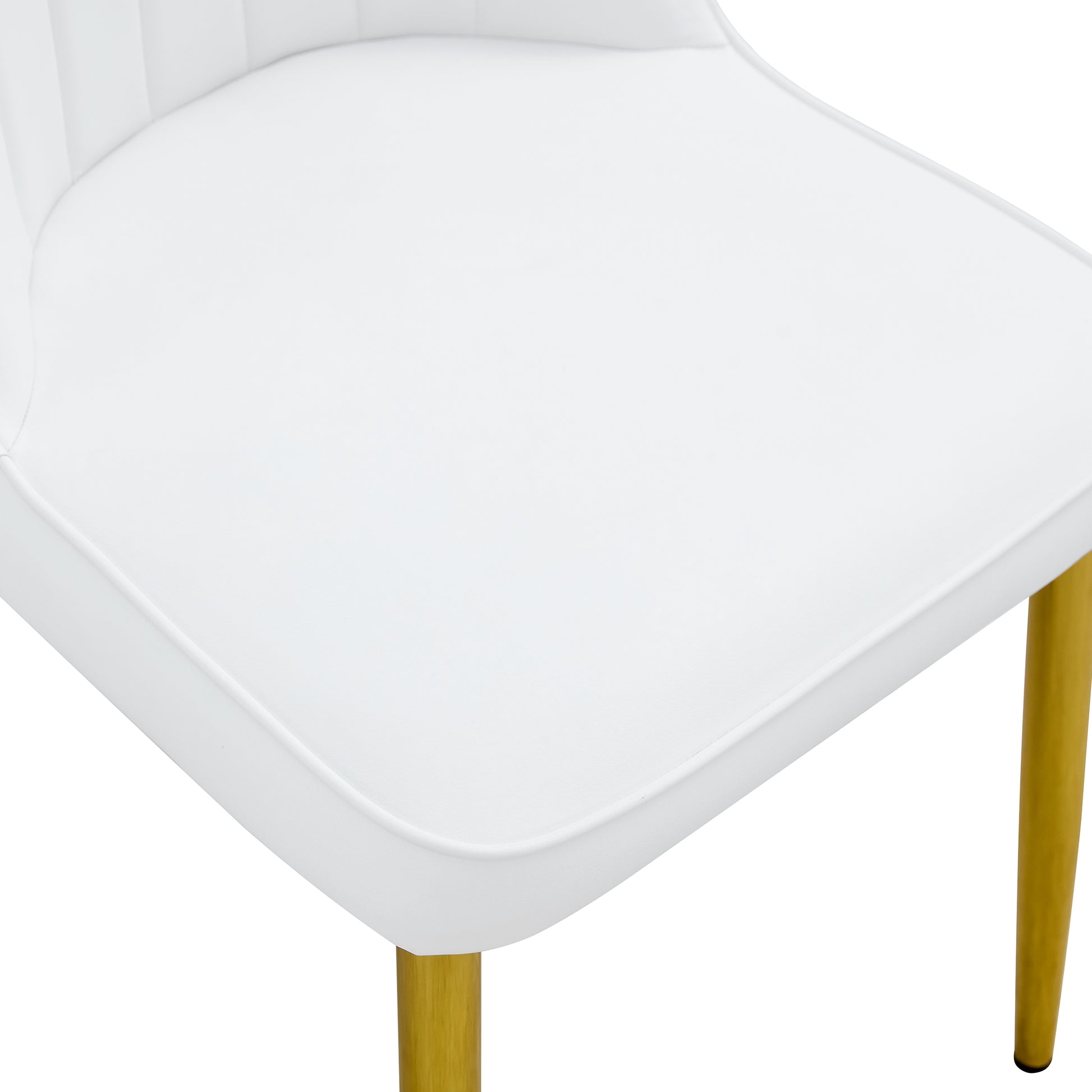 2 Modern Dining Chairs, Sleek Pu Leather Backrest, And Gold Metal Legs Bring A Comfortable Home Experience To The Kitchen, Bedroom, And Office. White Pu