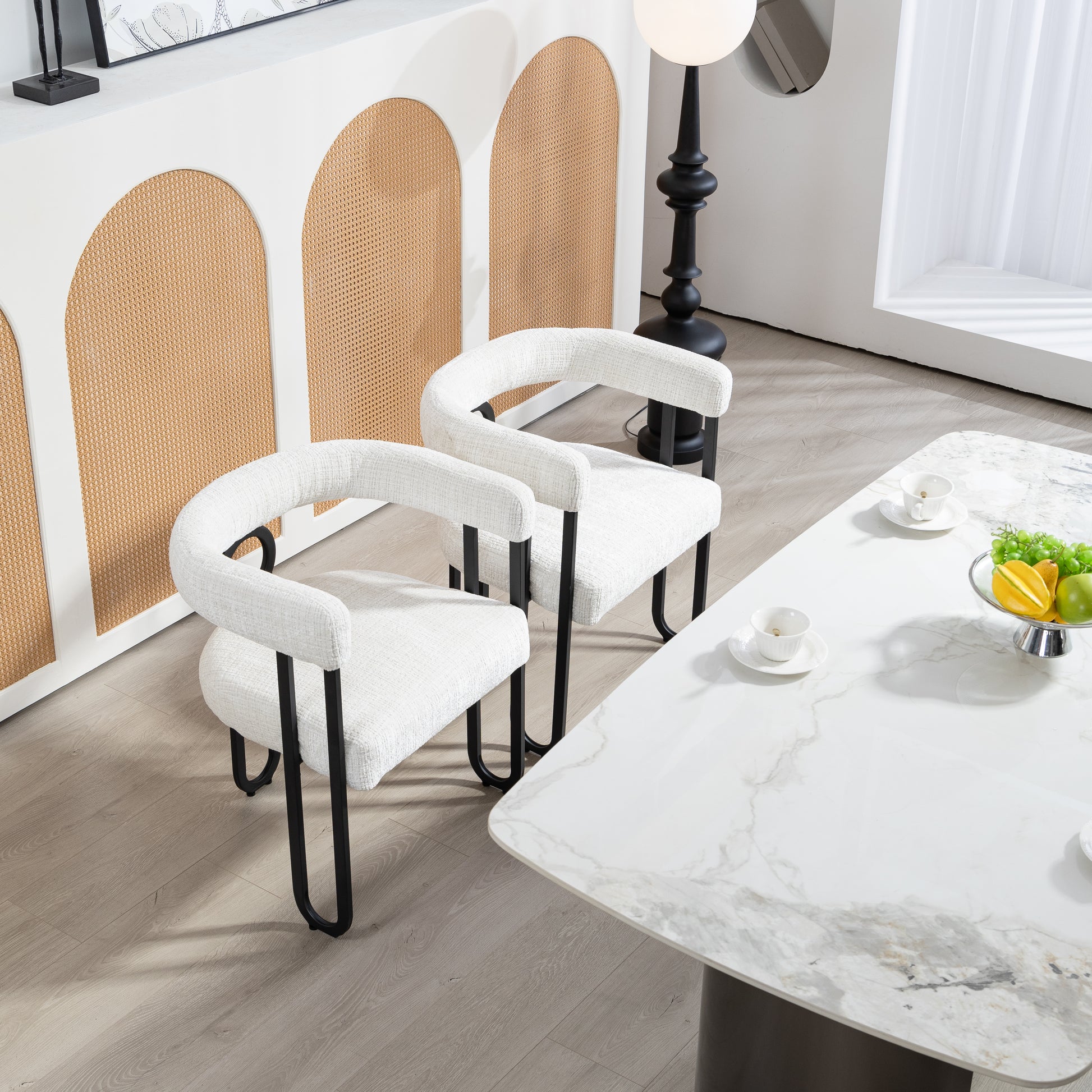 Coolmore Contemporary Designed Chenille Fabric Upholstered Accent Dining Chair Barrel Side Chairs Kitchen Armchair For Living Room Set Of 2 Beige Chenille Beige Dining Room Foam Chenille