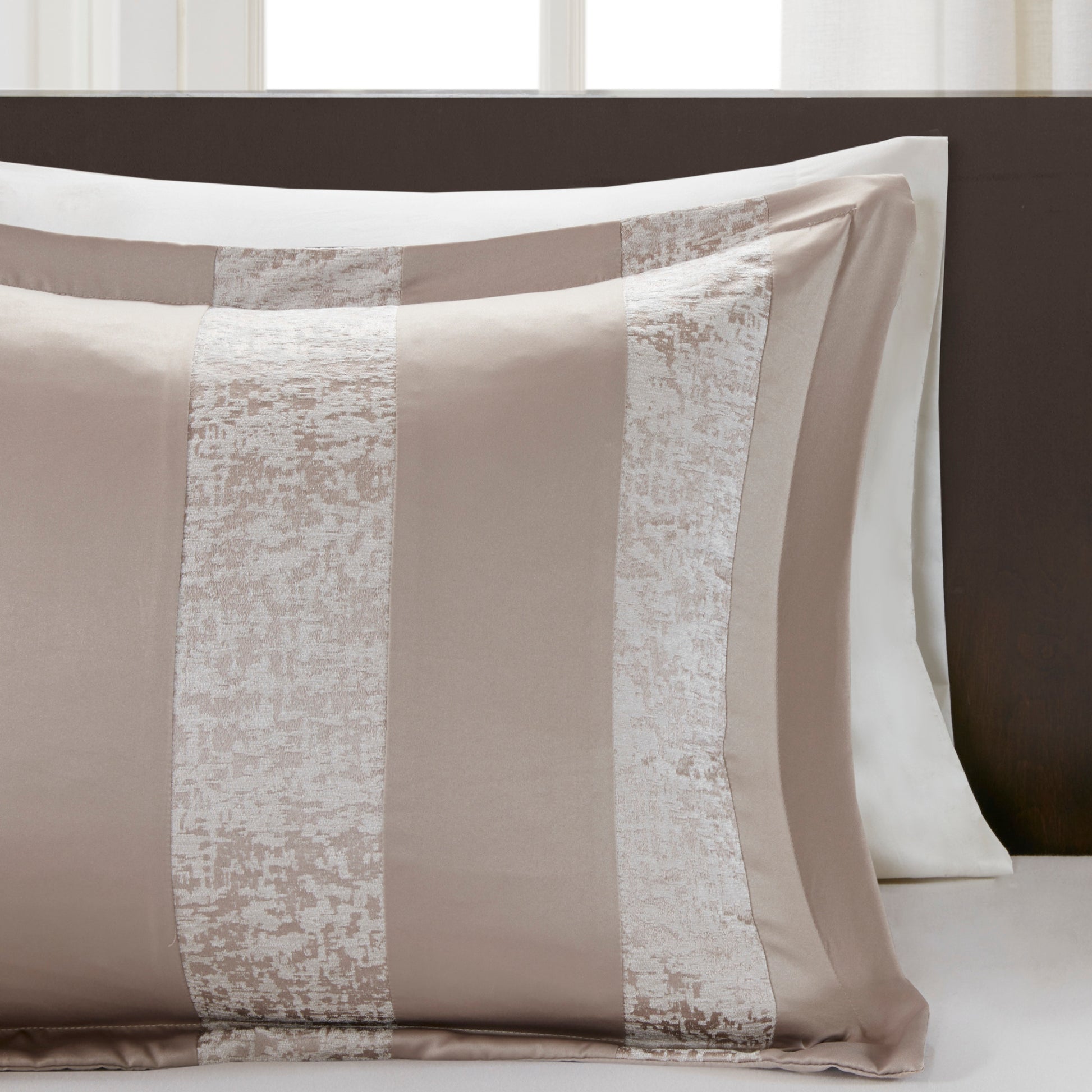 7 Piece Chenille Jacquard Comforter Set Taupe Cal King California King Multicolor Polyester