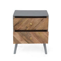 Mango Wooden Mdf Fitted 2 Drawer Cabinet Kd Legs Natural Wood