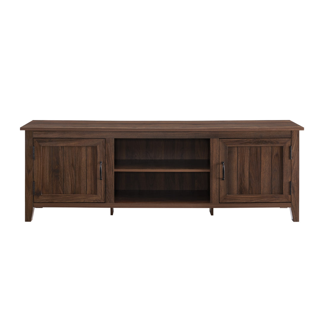 Modern Farmhouse 2 Door Grooved 70" Tv Stand For 85" Tvs Dark Walnut Dark Brown Mdf