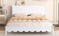 Queen Size Wood Platform Bed Frame, Retro Style Bed With Rectangular Headboard,No Need Box Spring,White Queen White Wood