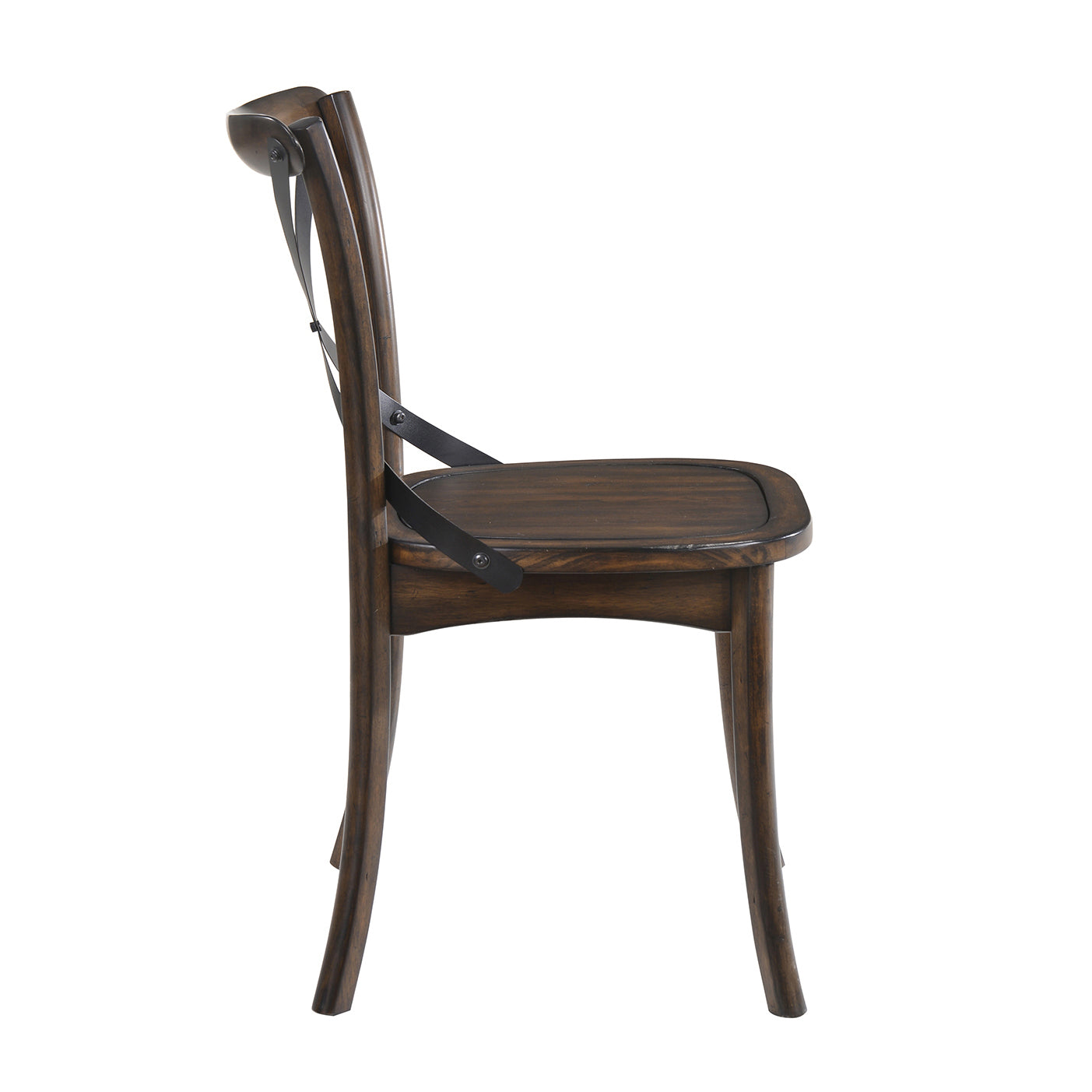 Dark Oak And Black Side Chair With X Shape Back