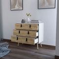 Kimball 3 Drawer Dresser, Modern Chic Storage With Wooden Legs Multicolor Particle Board Engineered Wood