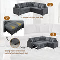 Modular Sofa, Sectional Couch L Shaped Sofa Couch With Pullout Sleeper, 5 Seat Chenille Corner Sofa For Living Room, 3 Pillows Included, Dark Gray Dark Gray Chenille Foam Plywood 5 Seat