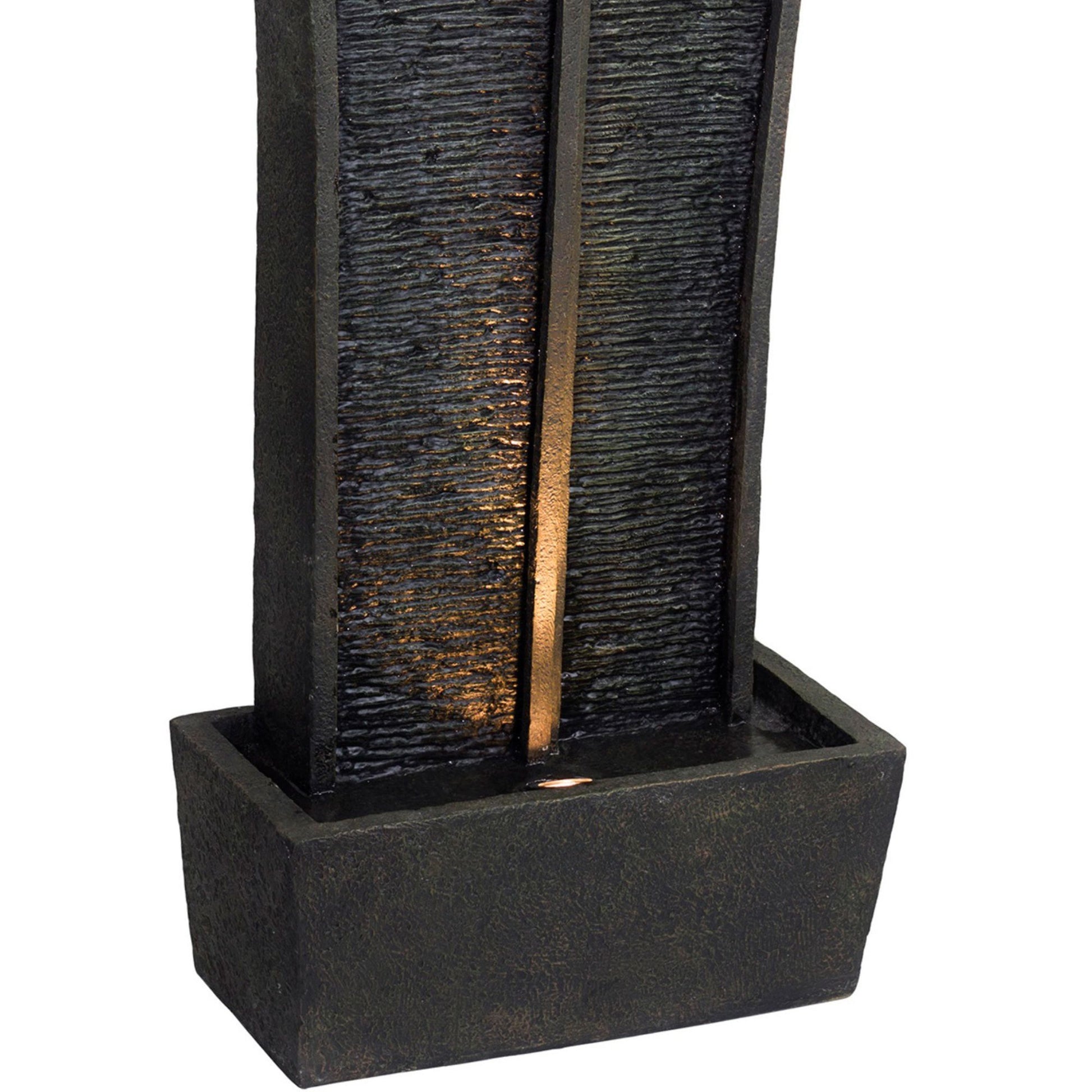 41.5" Tall Polyresin Indoor Outdoor Fountain With Led Light, Tower Design Grey Polyresin