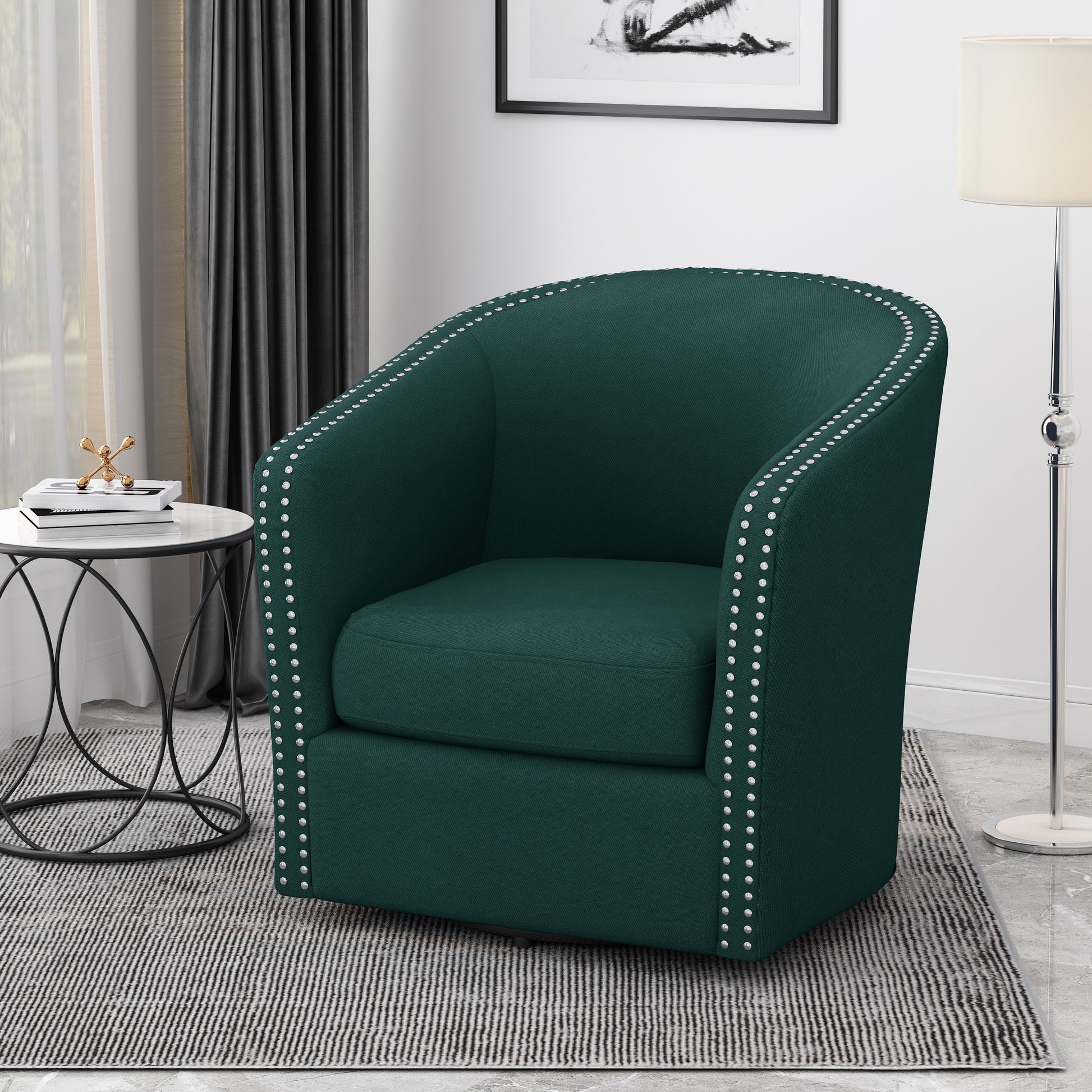 Swivel Chair Green Fabric
