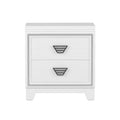 Elegant Nightstand With Metal Handle And Sparkling Shiny Decoration, Bedside Table With 2 Drawers For Bedroom, Living Room, White White 2 Drawers Mdf