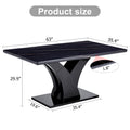 Modern Dining Table, Black Desktop And Black Mdf Leg Dining Table Are The Perfect Choice For Dinner, Conference, Home And Office Decoration F 790 Black Mdf