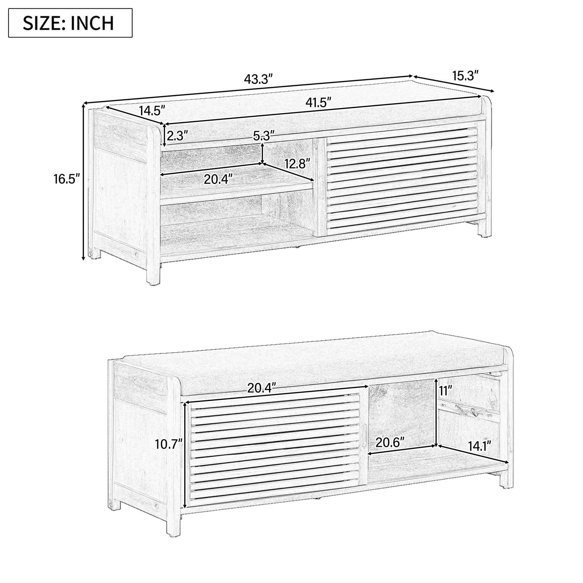 Distressed Shutter Storage Bench With Acacia Veneer For Retro Charm For Living Room, Entryway White Washed White Washed Mdf