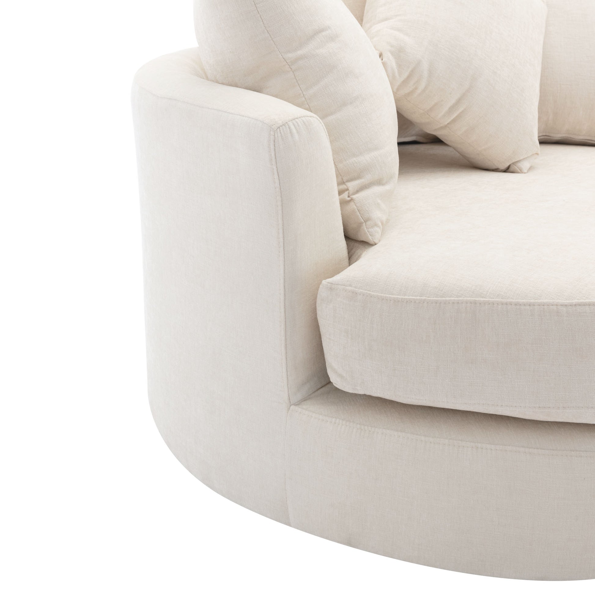 Orisfur. 360 Swivel Accent Barrel Chair With Storage Ottoman & 4 Pillows, Modern Chenille Leisure Chair Round Accent For Living Room, Cream Cream Foam Chenille