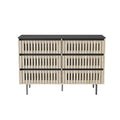 Six Drawer Storage Cabinet Natural Black Bedroom Mdf Iron