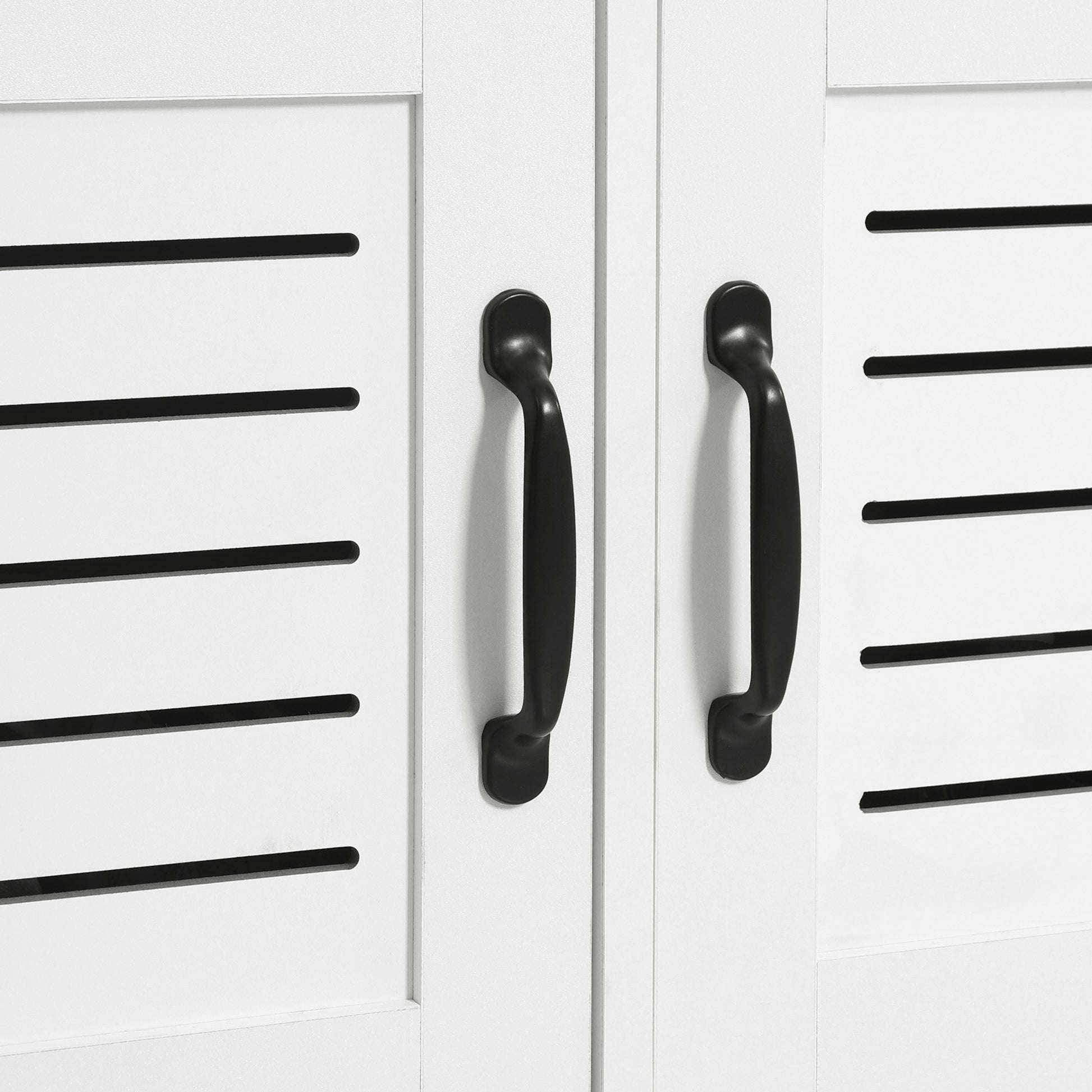 Homcom Modern Hall Tree, Entryway Coat Rack With Shoe Bench, 5 Hooks, Storage Shelf And Slatted Door Cabinet For Hallway, White White Particle Board