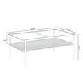 Rectangle Coffee Table With Gray Tempered Glass Top And White Legs, Modern Table For Living Room Gray Tempered Glass