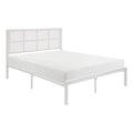 1Pc Eastern King Platform Bed, Metal Frame White Finish Faux Cane Panel Headboard Casual Coastal Bedroom Furniture, Bed In A Box Box Spring Not Required King White Metal Bedroom Casual,Coastal Metal