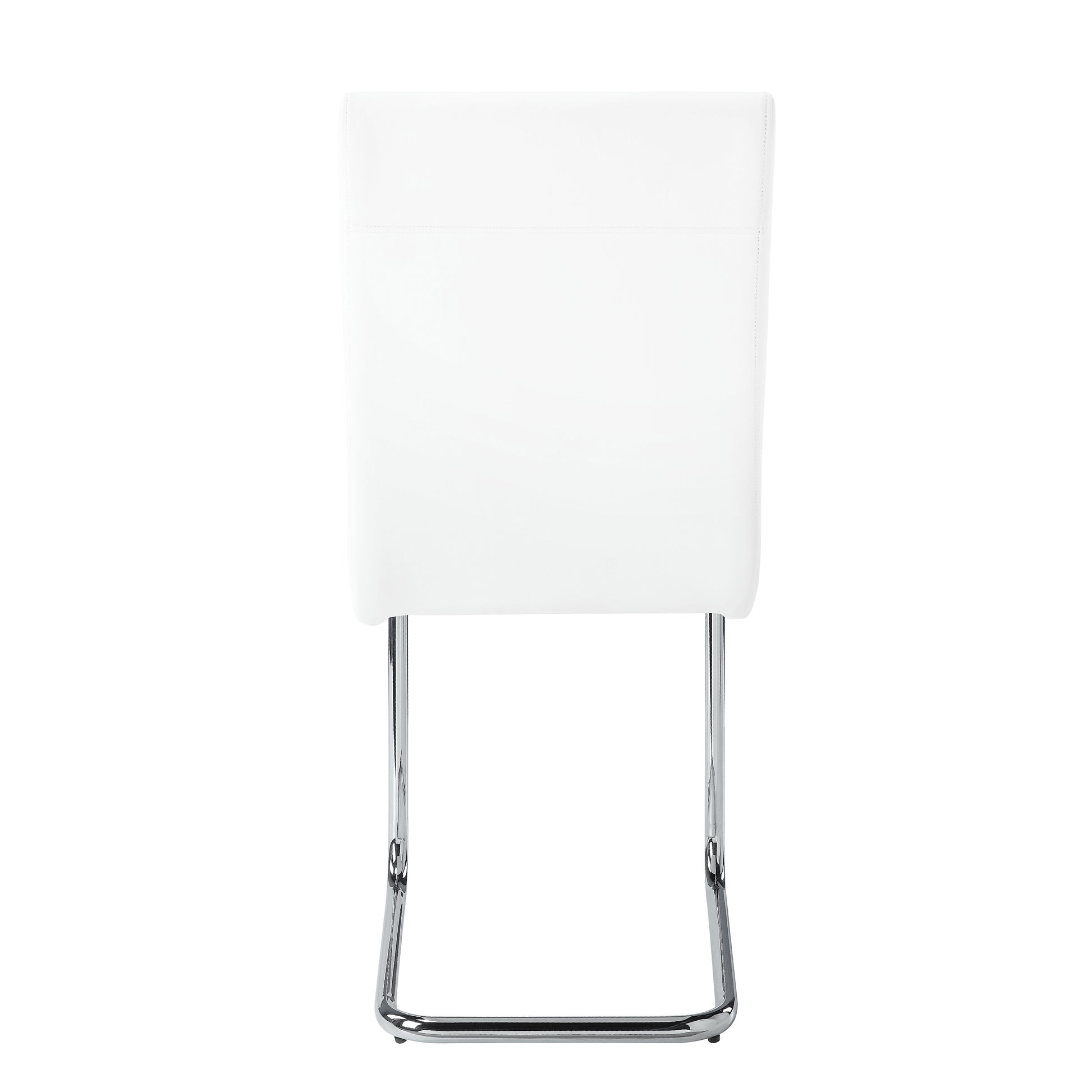 White And Chrome Side Chairs With Metal Sled Base Set Of 2 Solid White Silver Dining Room Foam Rectangular Modern Side Chair Solid Back Set Of 2 Faux Leather