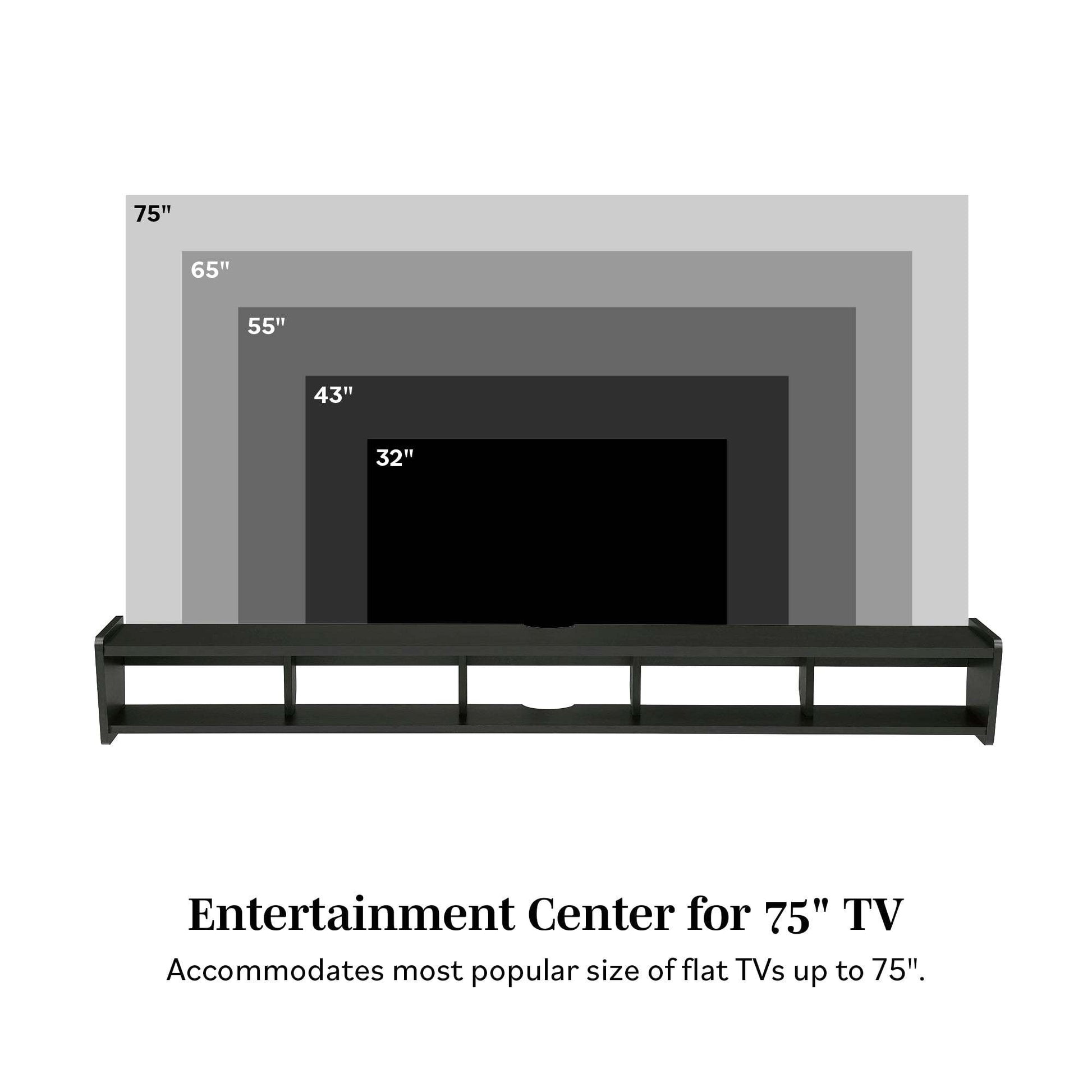 Modern Wall Mounted Floating Tv Stand Solid Black Black 60 69 Inches Mdf Mdf