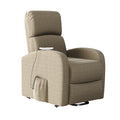 The Sandy Recliner Chair Tan Polyester Power Remote Wood Soft Cushion Back Push Button Fiber Foam Pads Polyester