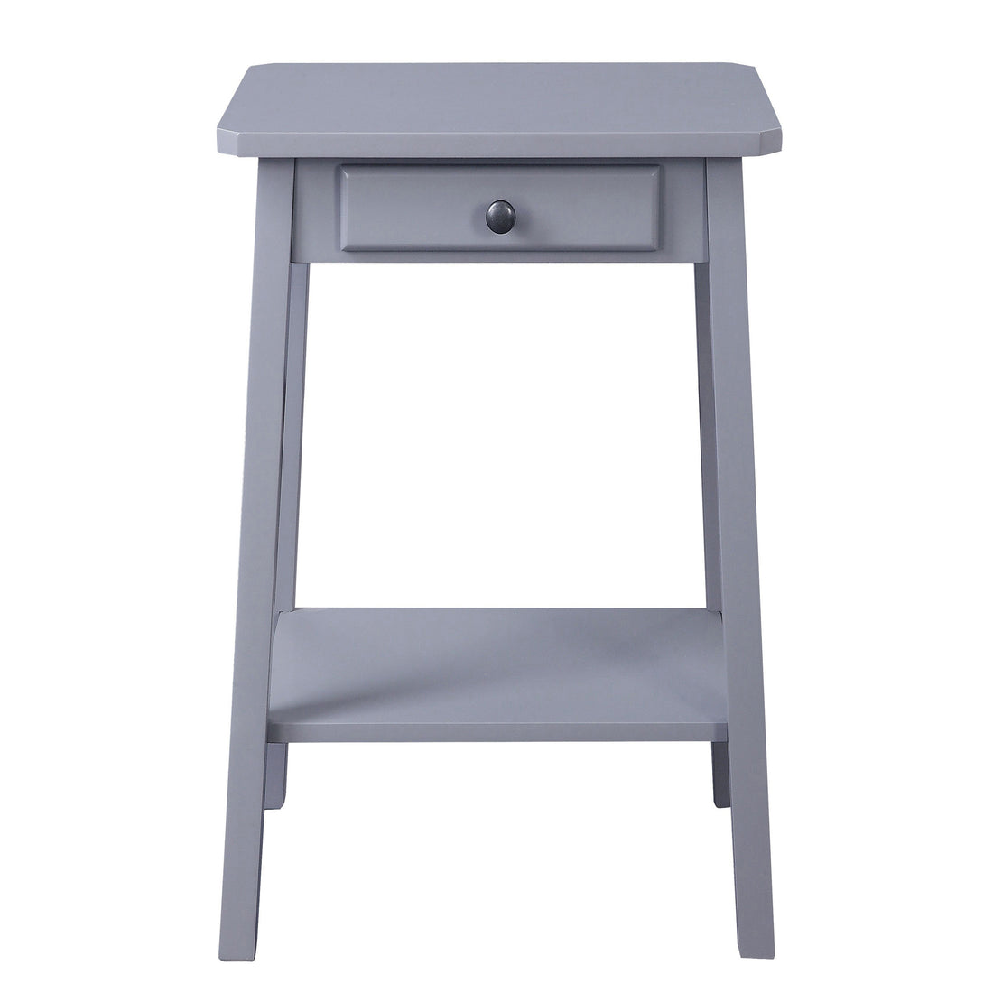 Grey End Table With Bottom Shelf Grey Primary Living Space Rectangular Wood