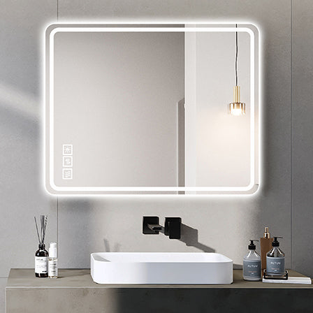 40X32 Inch Led Bathroom Mirror Vanity Mirrors With Front Lights Wall Mounted Anti Fog Frameless Make Up Mirror With Light 5 Mm Copper Free Silver Mirror Horizontal Or Vertical Clear Transitional Glass