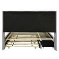 Queen Size Upholstered Platform Bed With Led Frame, With Twin Xl Size Trundle And 2 Drawers, Teddy Fleece, Gray Gray Fleece