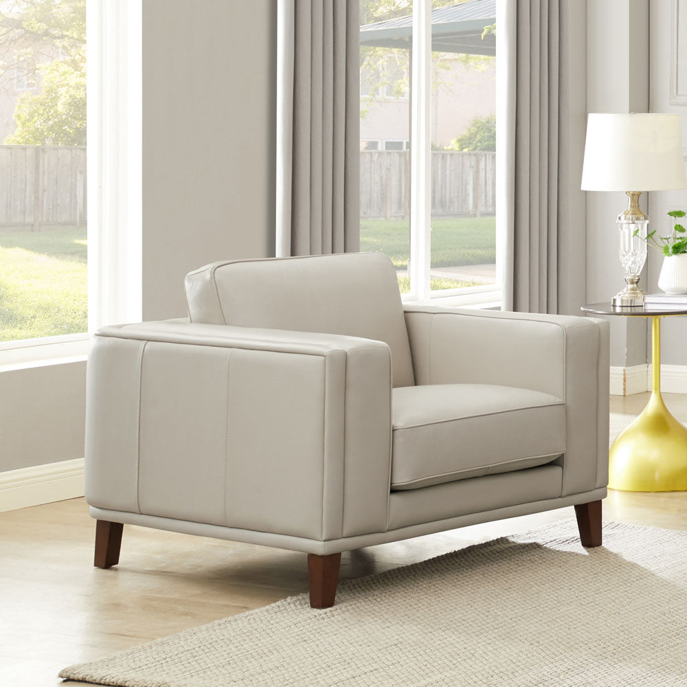 Lyon Leather Chair Beige Down Filling Genuine Leather