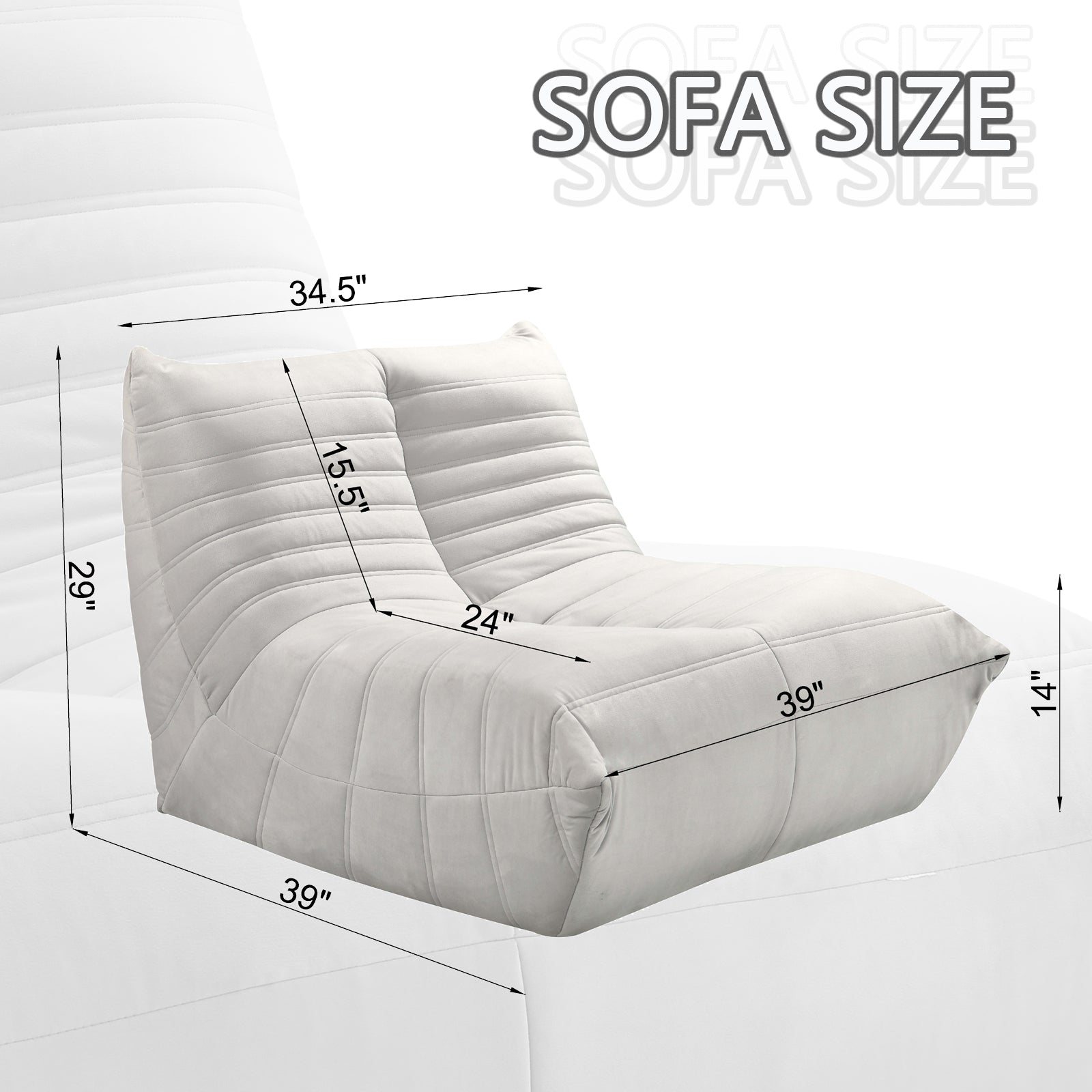 Fireside Chair, Large Bean Bag Chair For Adults, Lazy Floor Sofa For Home, Playing Bean Bag Chair, One Piece High Resillence Sponge, Flannelette Fabric, Light Gray Light Gray Soft Foam Flannelette,Foam