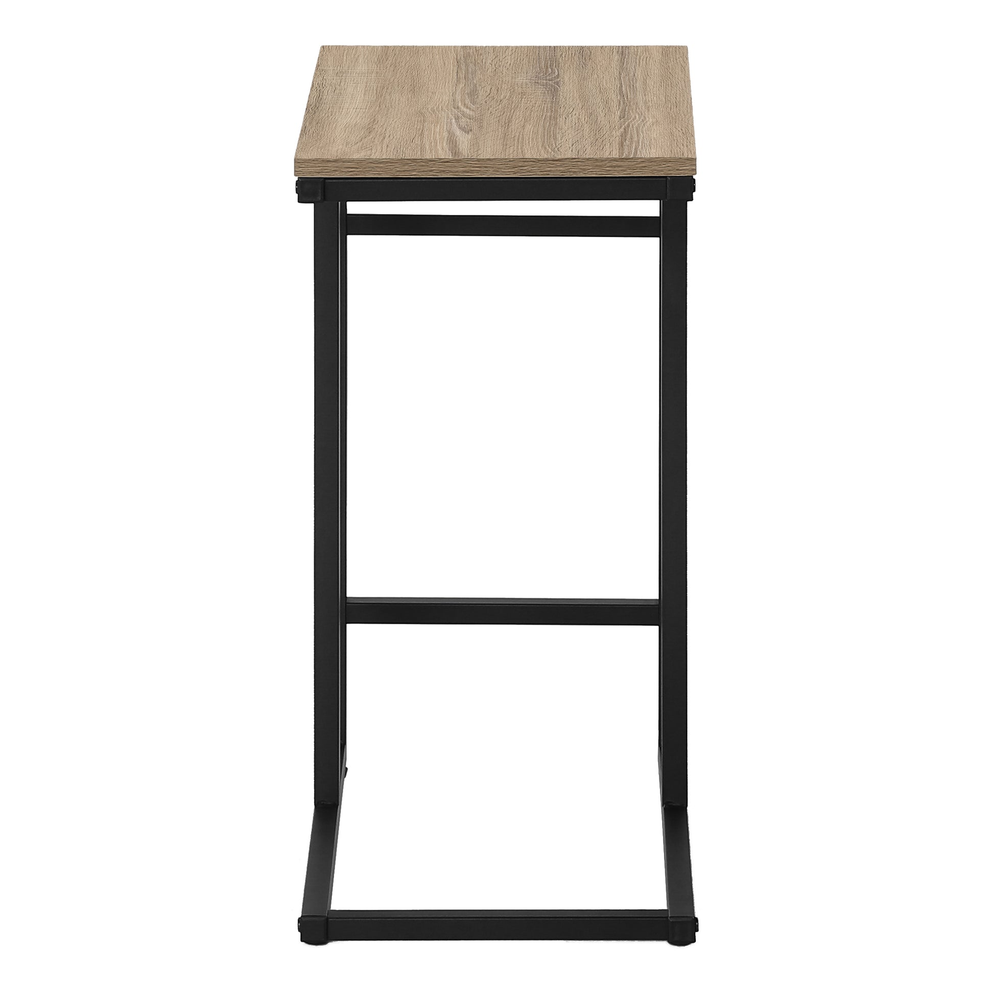 Accent Table, C Shaped, End, Side, Snack, Living Room, Bedroom, Brown Laminate, Black Metal, Contemporary, Modern Taupe Particle Board