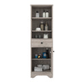 St. Clair Linen Cabinet, Two Interior Shelves, Two Open Shelves, Single Door Grey 1 4 Bathroom Freestanding Modern Particle Board Engineered Wood