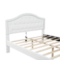Queen Size Upholstered Platform Bed With Tufted Headboard, Led And 2 Drawers, White Box Spring Not Required Queen White Wood Bathroom Bed Frame Faux Leather Upholstered