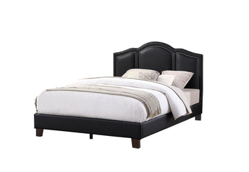 Queen Bed In Black Queen Black Light Brown Panel Faux Leather Faux Leather