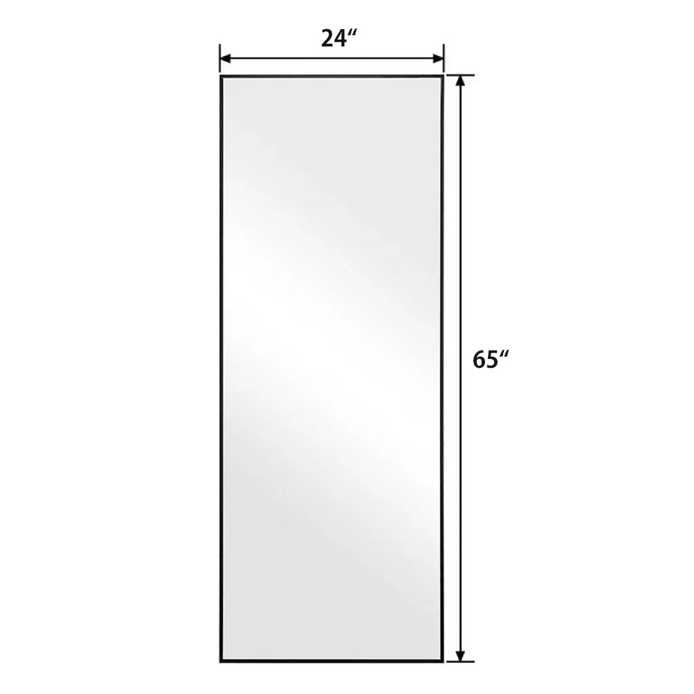 65*24 Inch Floor Mirror Full Length Mirror Ultra Thin Aluminum Alloy Frame Modern Style Standing Hanging Mirror Wall Mounted Mirror Black Modern Glass Metal