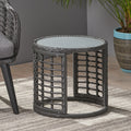 Tatiana Side Table Grey Rattan
