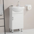 18 Inch Mini Bathroom Cabinet With Ceramic Sink White White Solid Wood